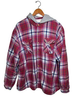 Lanesboro Sherpa Lined Hooded Flannel Shirt Jacket Men's XXL Red Plaid Chore